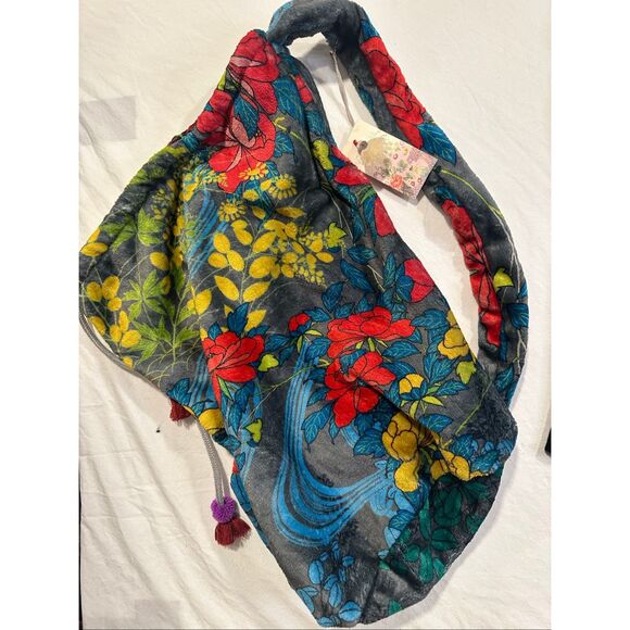 Johnny Was Cozy Sojo Blanket Drawstring Bag Floral Cozy Plus Boho, NWT - Picture 3 of 11